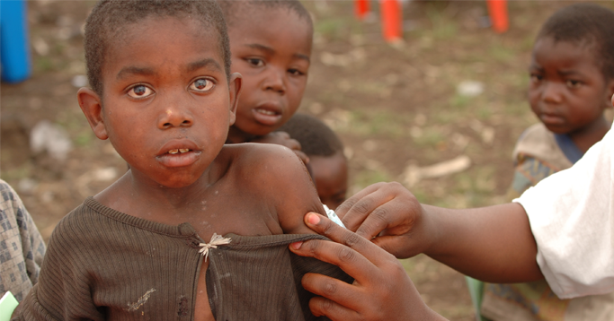 Boy being vaccinated, DRC